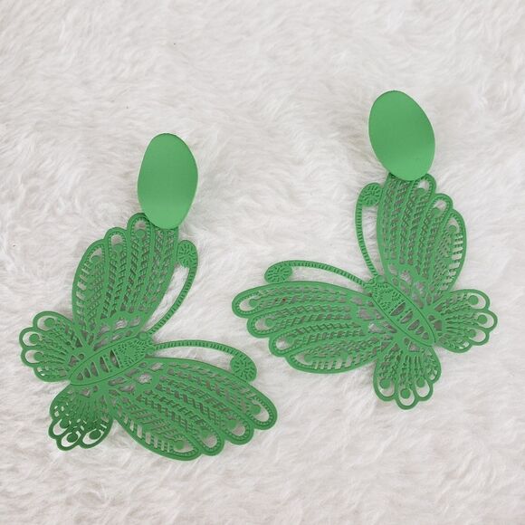 Butterfly Cutout Etched Drop Earrings - Picture 2 of 3